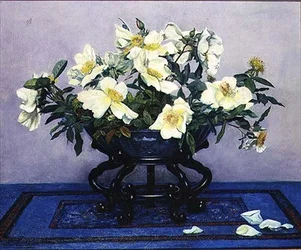 Angelico, rose gialle in un vaso