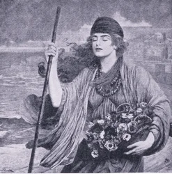 Nydia la ragazza cieca di Pompei, illustrazione da La Biblioteca Mondiale dei Migliori Libri, c.1940