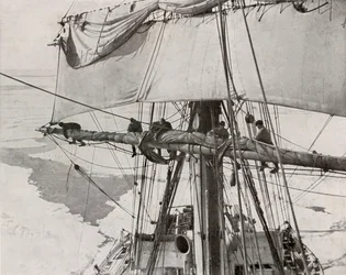 Arrotolando la vela nel pack, c1910-1913, 1913