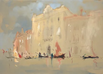 Gondole davanti a un palazzo sul Canal Grande a Venezia