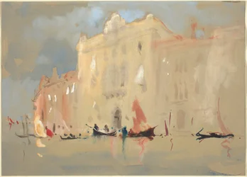 Gondole davanti a un palazzo sul Canal Grande a Venezia