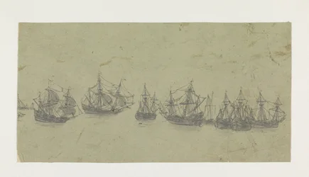 Fregio con navi in una rada