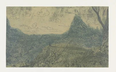 Paesaggio montano con cresta, Prima versione
