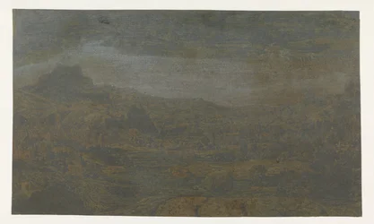 Valle con un fiume e una città con quattro torri