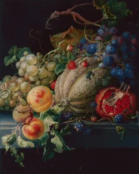 Natura morta di frutta su un ripiano di pietra
