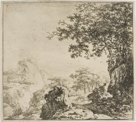 Paesaggio montuoso con strada, dalla serie Set di paesaggi