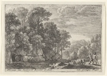 Due satiri con un gregge di capre (Landschappen met saters)