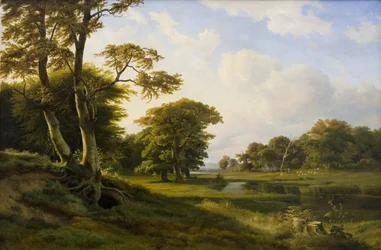 Paesaggio boschivo a Hellebæk. Autunno