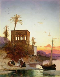 Fuoco da campo vicino al fiume, il chiosco di Traiano, c.1880