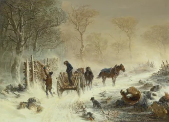 Caricamento del legno nella neve, 1858