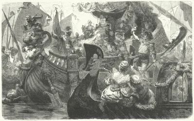 Caterina Cornaro che salpa da Venezia per diventare regina di Cipro, 1472