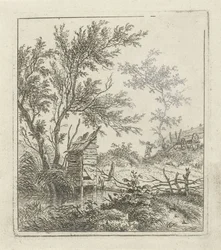 Paesaggio con raccoglitore di legna