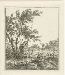 Paesaggio con raccoglitore di legna