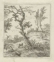 Paesaggio con pastore su una collina