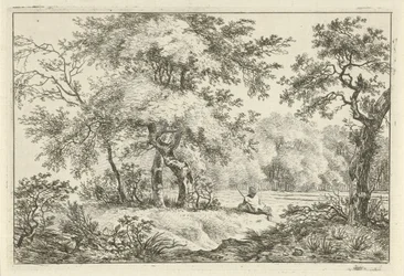Uomo che riposa nel bosco