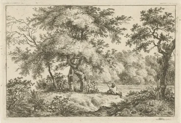 Uomo che riposa nel bosco