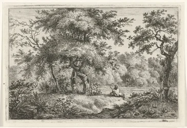 Uomo che riposa nel bosco