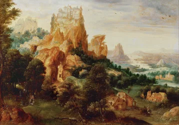 Paesaggio con il buon Samaritano (dipinto su legno di quercia)