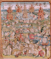 Arazzo fiammingo. Serie Quattro arazzi dopo Hieronymus Bosch. Il Giardino delle Delizie. Quarto arazzo della serie. Modello Ispirato dall
