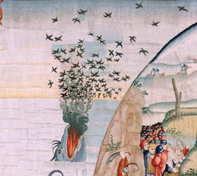 Serie Quattro arazzi dopo Hieronymus Bosch. Tribolazioni della vita umana. Terzo arazzo della serie. Ispirato dall