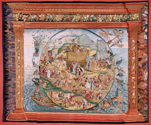 Arazzo fiammingo. Serie Quattro arazzi dopo Hieronymus Bosch. Tribolazioni della vita umana. Terzo arazzo della serie. Modello Ispirato dall