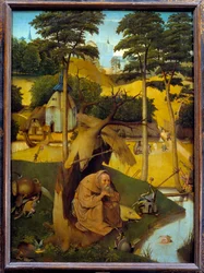 La tentazione di sant’Antonio. L’eremita sant’Antonio il Grande (251-356), detto anche sant’Antonio eremita o sant’Antonio abate, è sottoposto alle tentazioni del Diavolo nel deserto. Dipinto di Hieronymus Van Aeken (Aken), detto Hieronymus Bosch (1450-