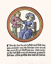 Sanguinamento di una donna. Xilografia tratta da 