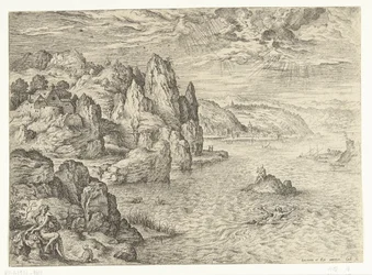 Paesaggio costiero con Eroe e Leandro