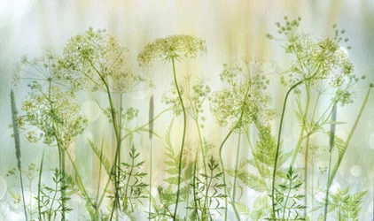 Delicati fiori di campo verdi