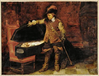 Cromwell apre la bara di re Carlo I (olio su tela)