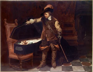 Oliver Cromwell davanti alla bara di Carlo I Stuart
