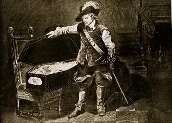 Cromwell osserva il corpo di Carlo I, illustrazione da 