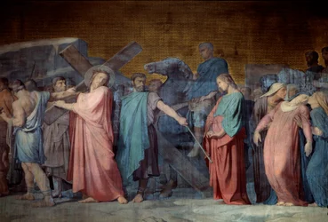 Cristo che porta la croce (dettaglio di un affresco di Hyppolithe Flandrin)