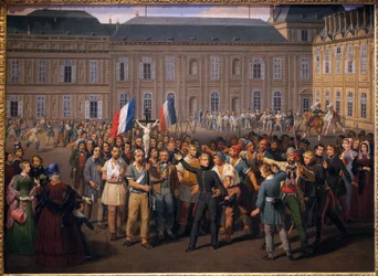 I politécnici che portano il crocifisso salvato dalla cappella delle Tuileries, durante la rivolta del 24 febbraio