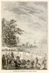 Bande di indù di entrambi i sessi, da Il giro del mondo in ottanta giorni di Jules Verne (1828-1905), 1873