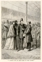 Ti arresto in nome della Regina, da Il giro del mondo in ottanta giorni di Jules Verne (1828-1905), 1873