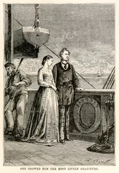 Gli mostrò la più viva gratitudine, da Il giro del mondo in ottanta giorni di Jules Verne (1828-1905) inciso da Henri-Théophile Hildebrand (1824-97), 1873