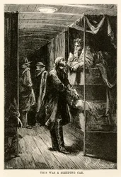 Questa era una carrozza letto, da Il giro del mondo in ottanta giorni di Jules Verne (1828-1905) inciso da Adolphe François Pannemaker (1822-1900), 1873