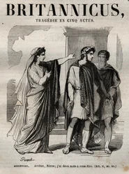Agrippina. Fermati Nerone, ho due parole da dirti - Britannico tragedia in cinque atti - incisione in "Opere di Jean Racine" illustrata da Pauquet e nota di Emile de La Bedolliere - 1851