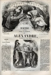 Alessandro Magno tragedia in cinque atti - incisione in "Opere di Jean Racine" illustrata da Pauquet e nota di Emile de La Bedolliere - 1851