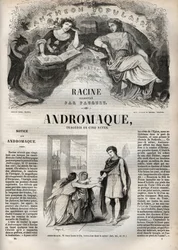 Andromaca tragedia in cinque atti - incisione in "Opere di Jean Racine" illustrata da Pauquet e nota di Emile de La Bedolliere - 1851