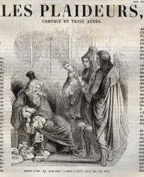 Les Plaideurs (1668) commedia in tre atti - incisione in "Opere di Jean Racine" illustrata da Pauquet e nota di Emile de La Bédollière - 1851