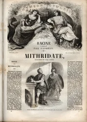 Mithridate tragedia in cinque atti di Jean Racine - incisione in "Oeuvres de Jean Racine" illustrato da Pauquet e con nota di Emile de La Bedolliere - 1851
