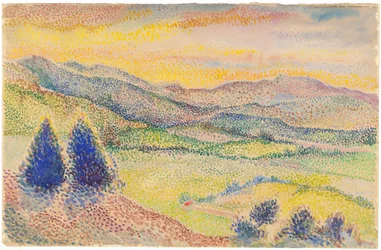 Una valle ampia al tramonto
