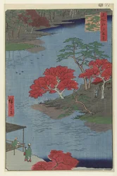 Tempelgronden van het Akiba heiligdom te Ukiji (Honderd beroemde gezichten op Edo)