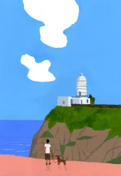 Faro, cane e ragazzi