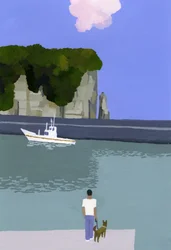 Nuvole rosa e barche da pesca
