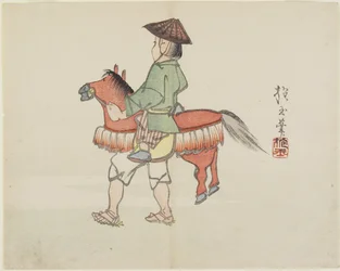 Artista di strada con costume da cavallo, c. 1830