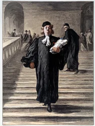 Un avvocato in toga al tribunale. Litografia di Honoré Daumier (1808-1879) XIX secolo Parigi, Museo Carnavalet