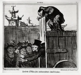 Arrivo a Pechino degli ambasciatori americani. Nella serie En Chine, illustrazione di Honore Daumier (1808-1879), pubblicata in "Charivari", datata 13 ottobre 1859.